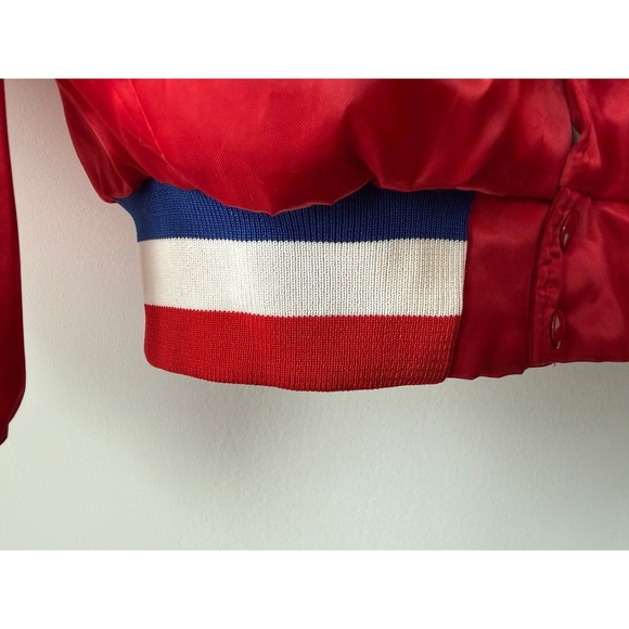 Vintage Swingster Satin Jacket Mens Medium Red White Blue USA Blank (no logo) - Picture 5 of 7